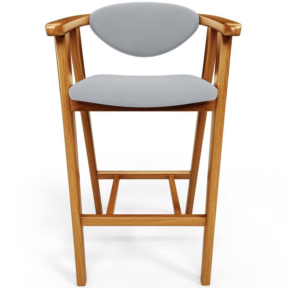 Banqueta Alta Para Cozinha Bancada Bar Sala De Jantar Fixa Cecília L02 Suede Cinza - 1