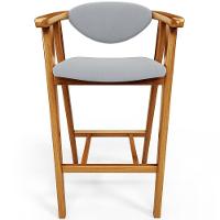 Banqueta Alta Para Cozinha Bancada Bar Sala De Jantar Fixa Cecília L02 Suede Cinza - 1