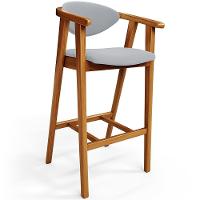 Banqueta Alta Para Cozinha Bancada Bar Sala De Jantar Fixa Cecília L02 Suede Cinza - 2