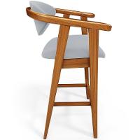 Banqueta Alta Para Cozinha Bancada Bar Sala De Jantar Fixa Cecília L02 Suede Cinza - 6