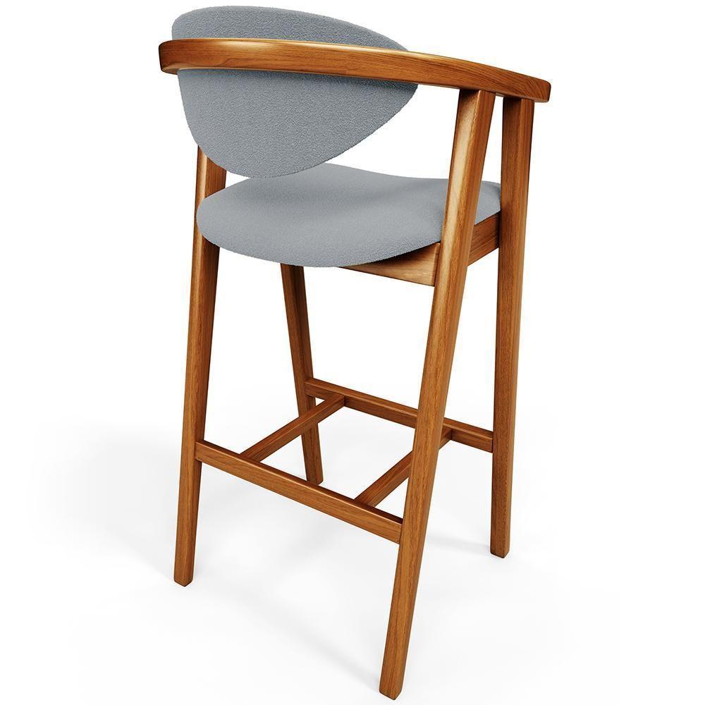 Banqueta Alta Para Cozinha Bancada Bar Sala De Jantar Fixa Cecília L02 Bouclê Cinza - 4