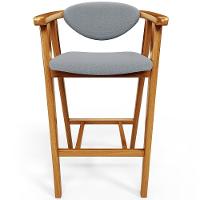 Banqueta Alta Para Cozinha Bancada Bar Sala De Jantar Fixa Cecília L02 Bouclê Cinza - 1