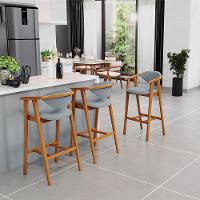 Banqueta Alta Para Cozinha Bancada Bar Sala De Jantar Fixa Cecília L02 Bouclê Cinza - 5