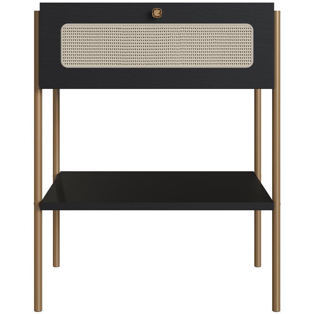 Cabeceira Casal Queen 160cm E 2 Mesas Laterais 1 Gaveta Industrial Indy A03 Nero - 2