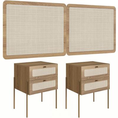 Cabeceira Casal Queen 160cm E 2 Mesas Laterais 2 Gavetas Industrial Indy A03 Hanover