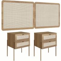 Cabeceira Casal Queen 160cm E 2 Mesas Laterais 2 Gavetas Industrial Indy A03 Hanover - 1