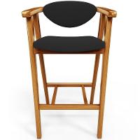 Banqueta Alta Para Cozinha Bancada Bar Sala De Jantar Fixa Cecília L02 Suede Preto - 1