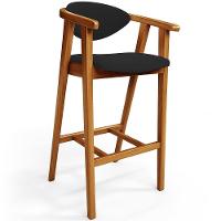 Banqueta Alta Para Cozinha Bancada Bar Sala De Jantar Fixa Cecília L02 Suede Preto - 2