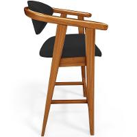 Banqueta Alta Para Cozinha Bancada Bar Sala De Jantar Fixa Cecília L02 Suede Preto - 3