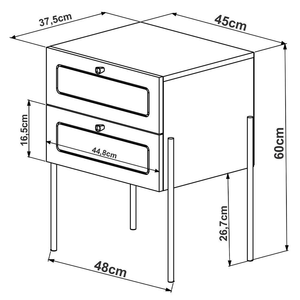 Cabeceira Casal Queen 160cm E 2 Mesas Laterais 2 Gavetas Industrial Indy A03 Nero - 8
