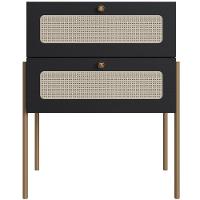 Cabeceira Casal Queen 160cm E 2 Mesas Laterais 2 Gavetas Industrial Indy A03 Nero - 2