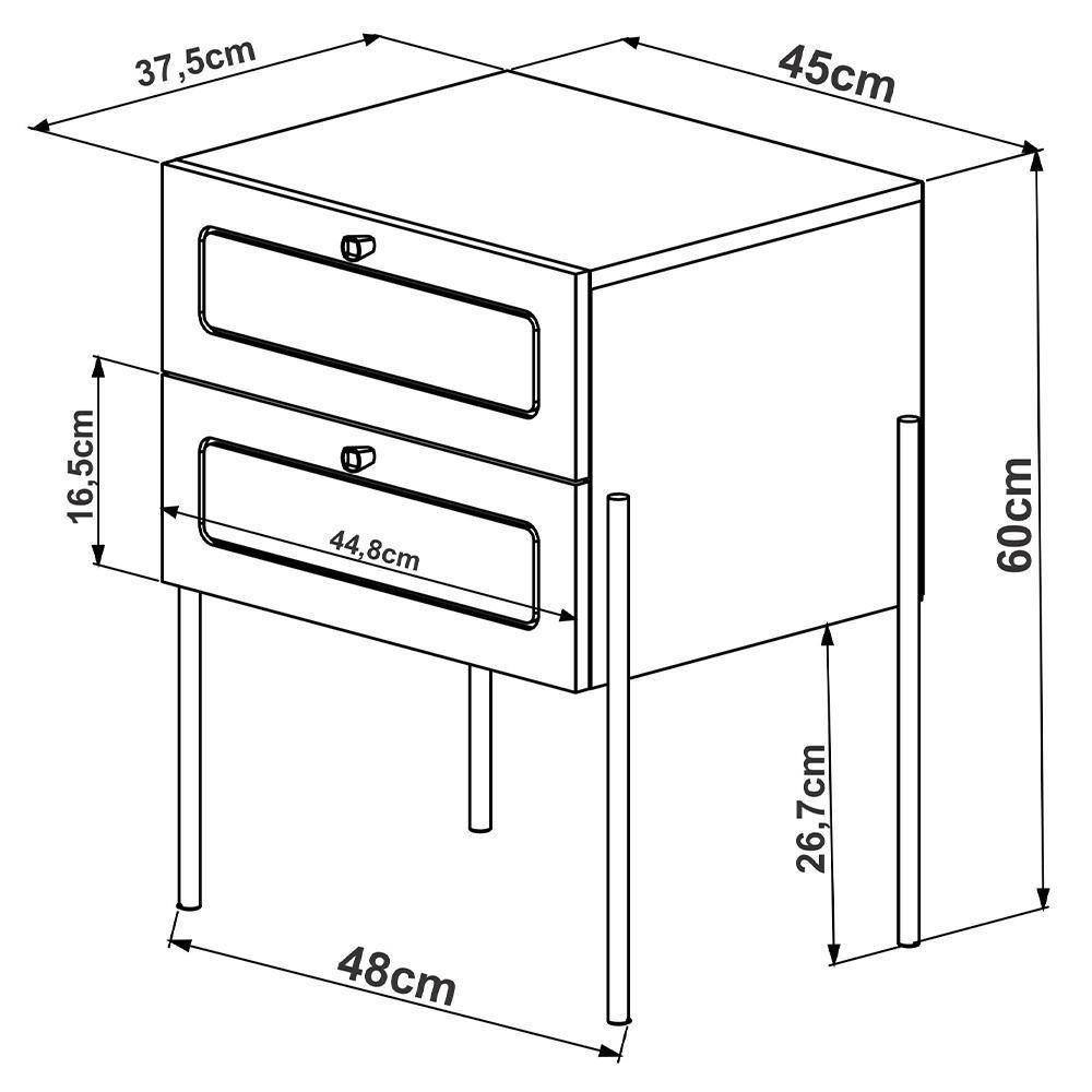 Cabeceira Solteiro 90cm E 1 Mesa Lateral 2 Gavetas Industrial Indy A03 Nero - 8