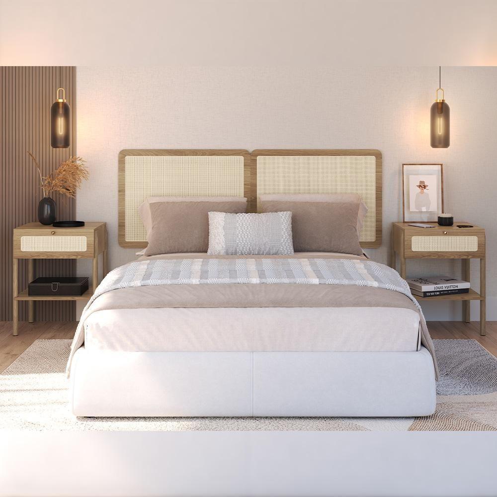 Cabeceira Casal Queen 160cm E 2 Mesas Laterais 1 Gaveta Madeira Moss A03 Hanover Roble - 6