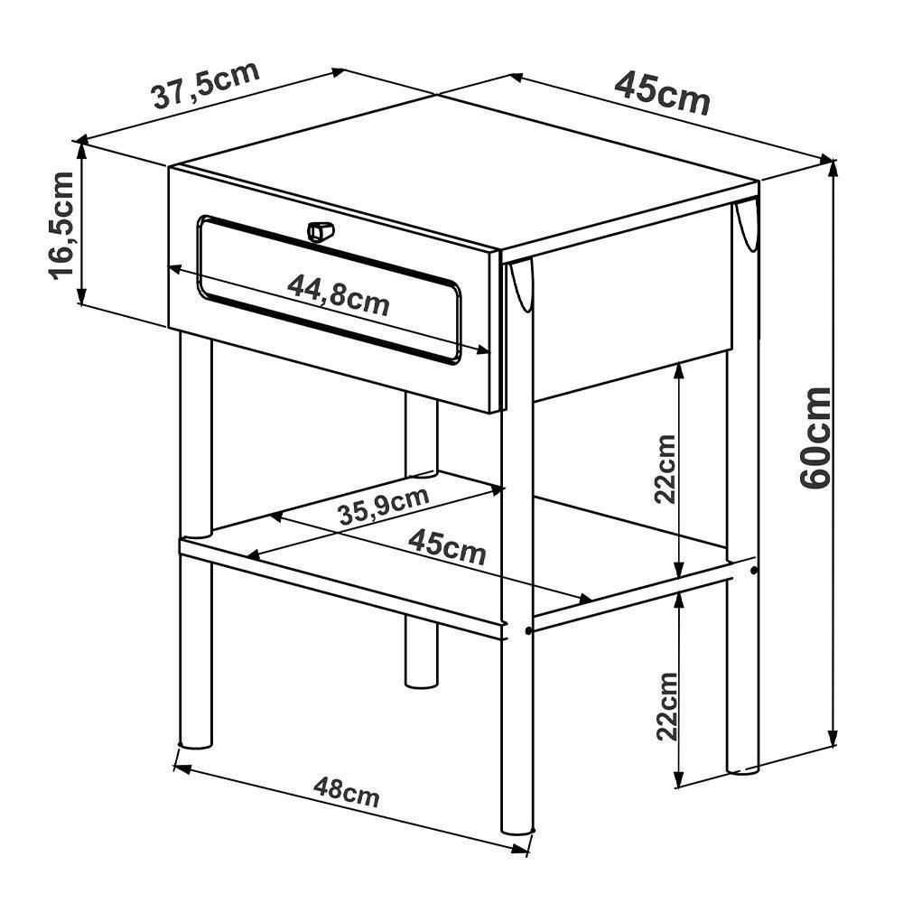 Cabeceira Casal Queen 160cm E 2 Mesas Laterais 1 Gaveta Madeira Moss A03 Hanover Roble - 8