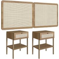 Cabeceira Casal Queen 160cm E 2 Mesas Laterais 1 Gaveta Madeira Moss A03 Hanover Roble - 1