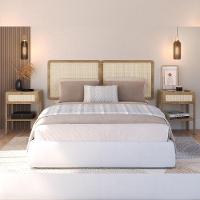 Cabeceira Casal Queen 160cm E 2 Mesas Laterais 1 Gaveta Madeira Moss A03 Hanover Roble - 6