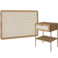 Kit 02 Mesas De Cabeceira 01 Gaveta Com Telinha Industrial Indy A03 Hanover Dourado - 1