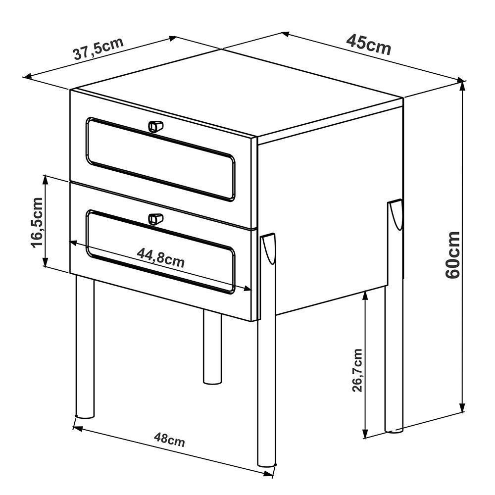 Kit 02 Mesas De Cabeceira 02 Gavetas Com Telinha Pés Madeira Moss A03 Hanover Roble - 6