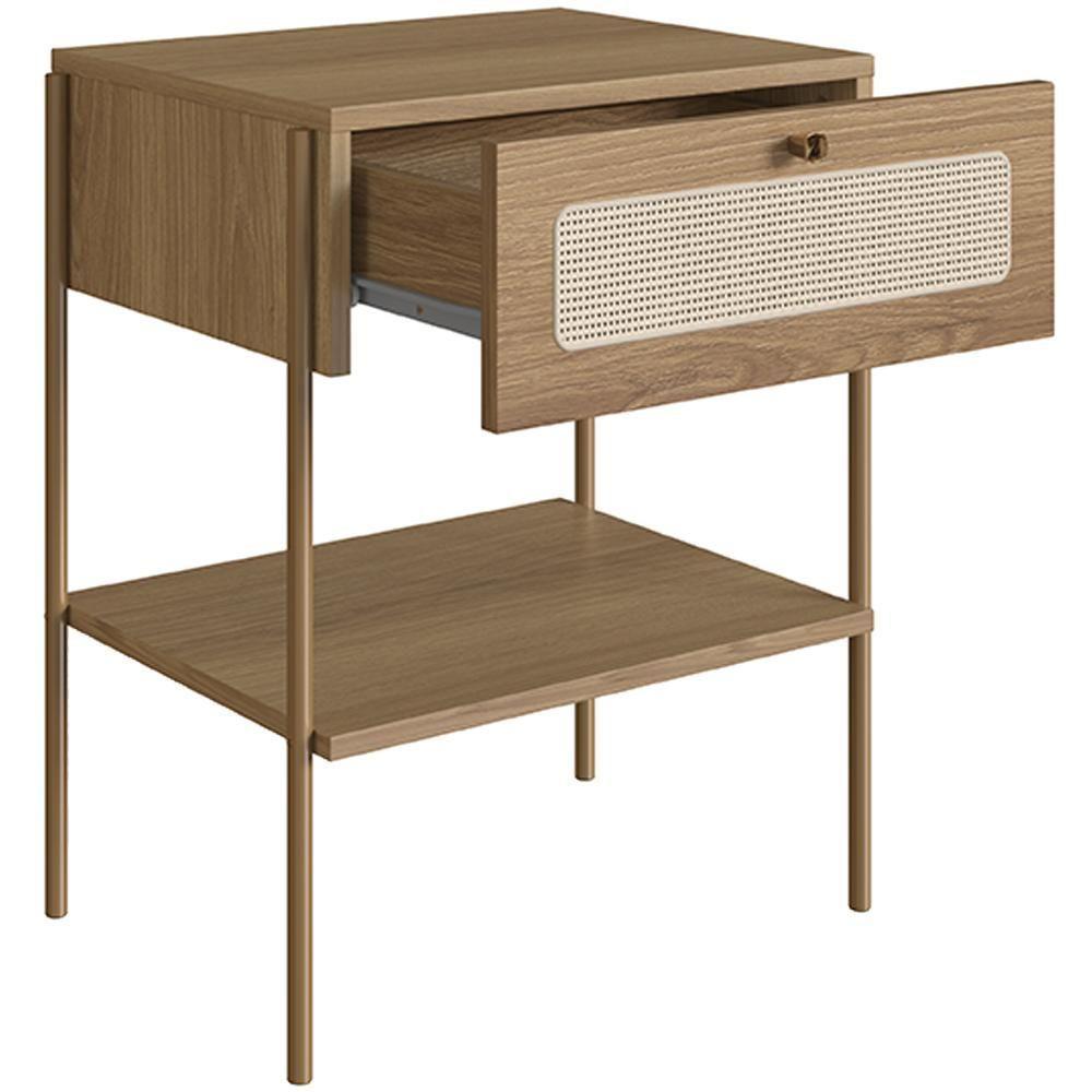 Mesa De Cabeceira 01 Gaveta Com Telinha Industrial Indy A03 Hanover Dourado - 2