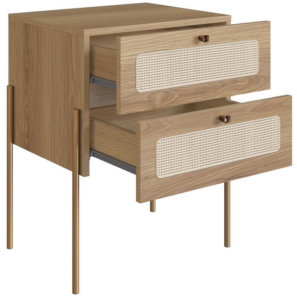 Kit 02 Mesas De Cabeceira 02 Gavetas Com Telinha Industrial Indy A03 Hanover Dourado - 2