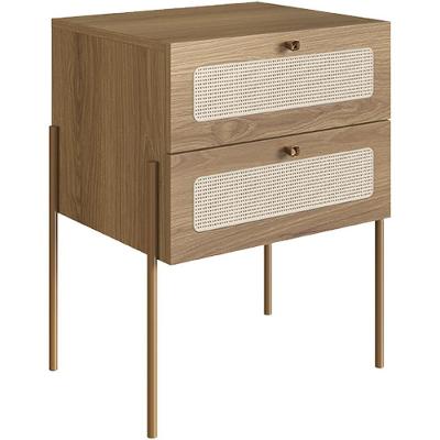 Mesa De Cabeceira 02 Gavetas Com Telinha Industrial Indy A03 Hanover Dourado