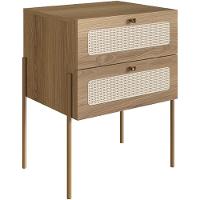 Mesa De Cabeceira 02 Gavetas Com Telinha Industrial Indy A03 Hanover Dourado - 1