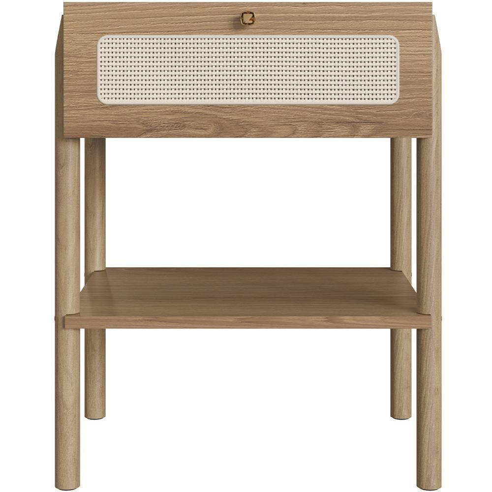 Mesa De Cabeceira 01 Gaveta Com Telinha Pés Madeira Moss A03 Hanover Roble - 1