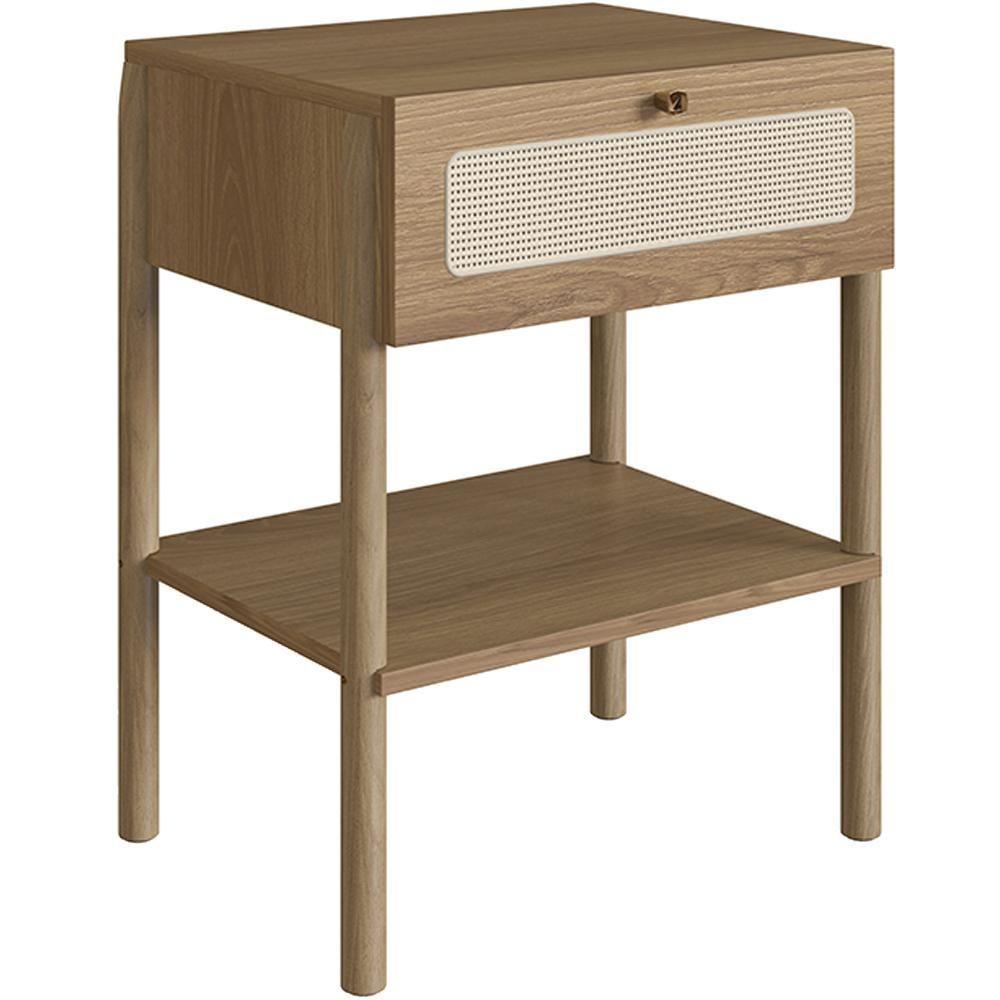 Mesa De Cabeceira 01 Gaveta Com Telinha Pés Madeira Moss A03 Hanover Roble - 2