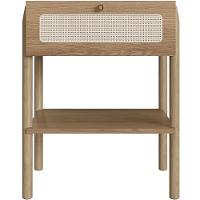 Mesa De Cabeceira 01 Gaveta Com Telinha Pés Madeira Moss A03 Hanover Roble - 1