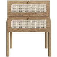 Mesa De Cabeceira 02 Gavetas Com Telinha Pés Madeira Moss A03 Hanover Roble - 1