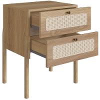 Mesa De Cabeceira 02 Gavetas Com Telinha Pés Madeira Moss A03 Hanover Roble