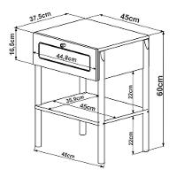 Mesa De Cabeceira 01 Gaveta Com Telinha Pés Madeira Moss A03 Nero Preto - 5