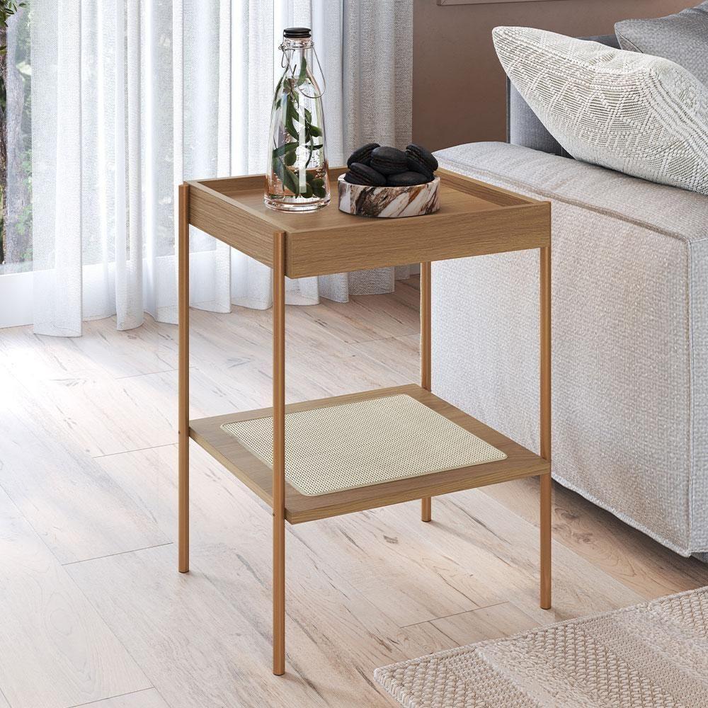 Mesa Lateral Para Sala De Estar Industrial Indy A03 Hanover Dourado - 4