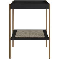 Conjunto Mesa De Centro E Mesa Lateral Para Sala Industrial Indy A03 Nero Dourado - 2