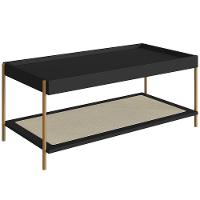 Conjunto Mesa De Centro E Mesa Lateral Para Sala Industrial Indy A03 Nero Dourado - 3