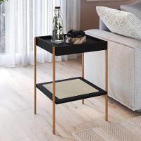 Conjunto Mesa De Centro E Mesa Lateral Para Sala Industrial Indy A03 Nero Dourado