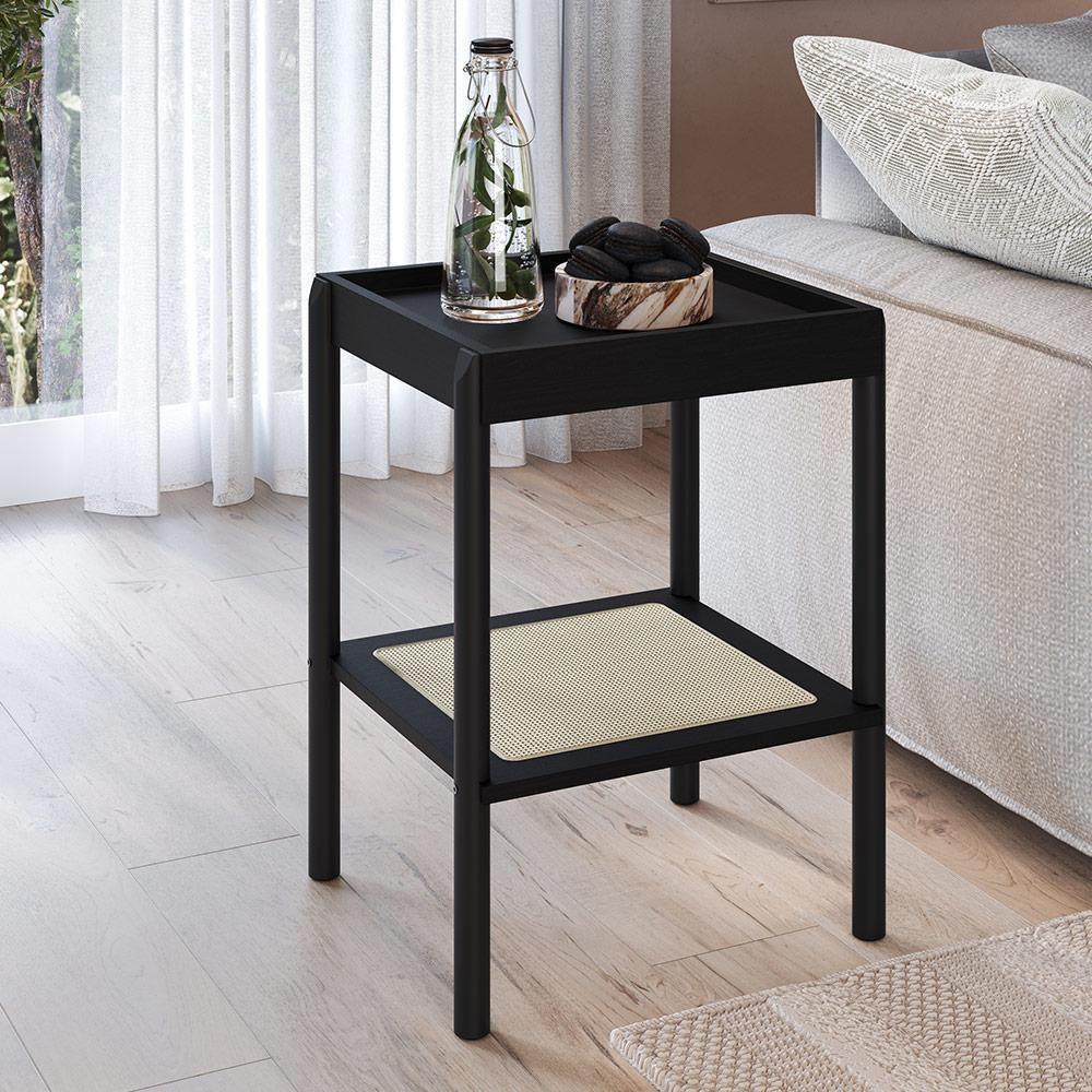 Mesa Lateral Para Sala De Estar Pés Madeira Moss A03 Nero Preto - 3