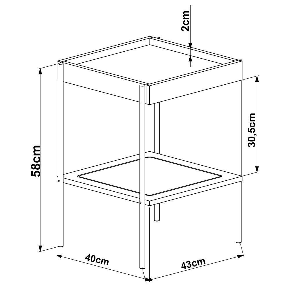 Mesa Lateral Para Sala De Estar Industrial Indy A03 Nero Dourado - 5
