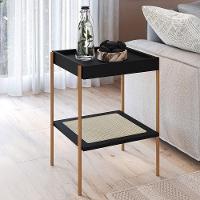 Mesa Lateral Para Sala De Estar Industrial Indy A03 Nero Dourado