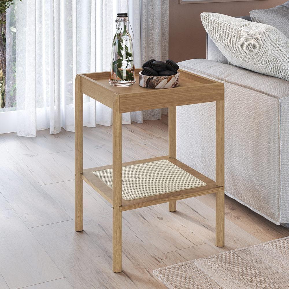 Mesa Lateral Para Sala De Estar Pés Madeira Moss A03 Hanover Roble - 4