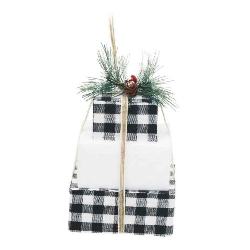Enfeite Para Pendurar Presentes Xadrez/preto/branco Ref.1923348 Com 1 Unidade - 1
