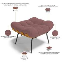 Kit 2 Puff\'s Decorativos Sala De Estar Costela L02 Suede Rosê