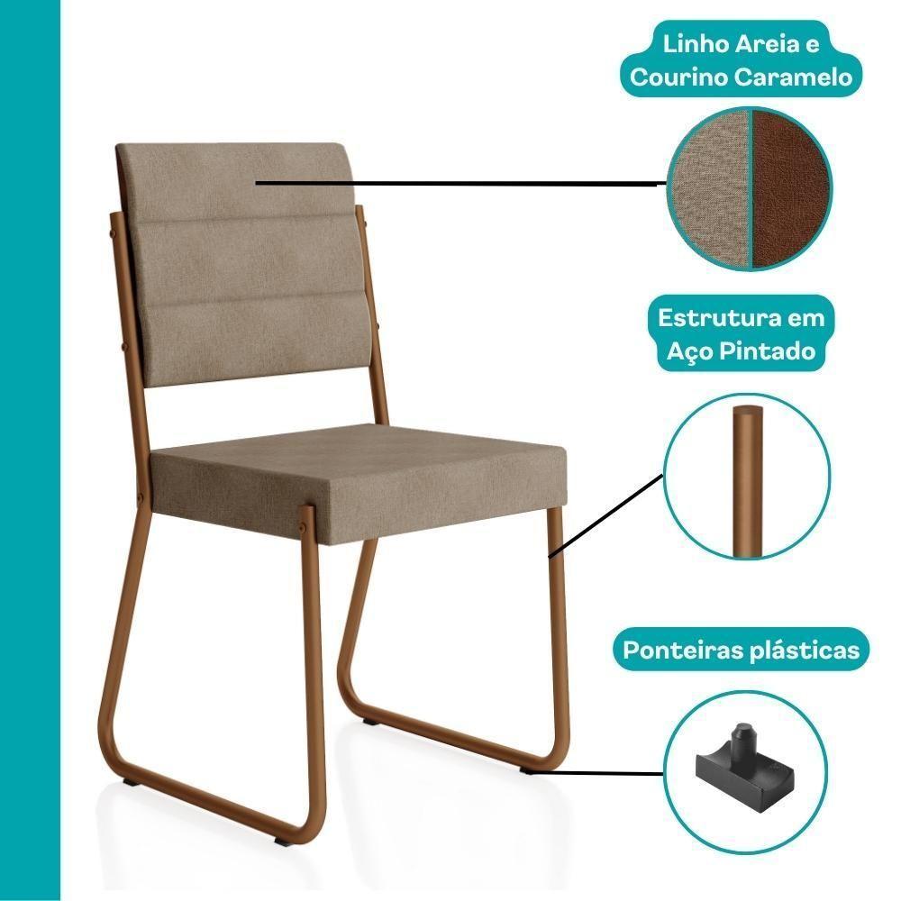 Conjunto Sala De Jantar Mesa E 6 Cadeiras Fênix Carraro Rose - 5