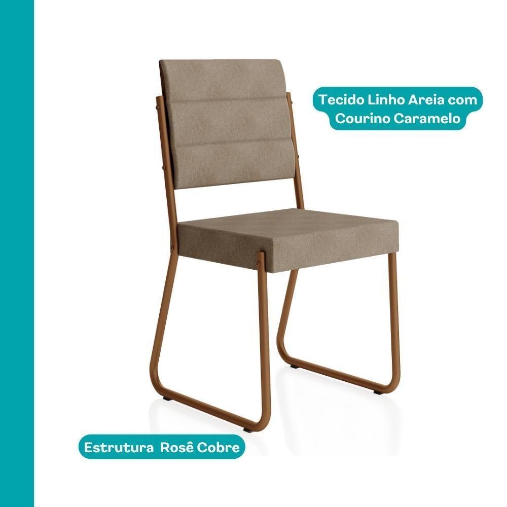 Conjunto Sala De Jantar Mesa E 6 Cadeiras Fênix Carraro Rose - 6