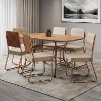 Conjunto Sala De Jantar Mesa E 6 Cadeiras Fênix Carraro Rose - 1