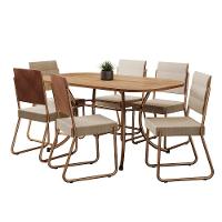 Conjunto Sala De Jantar Mesa E 6 Cadeiras Fênix Carraro Rose - 2