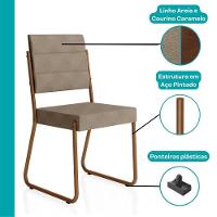 Conjunto Sala De Jantar Mesa E 6 Cadeiras Fênix Carraro Rose - 5