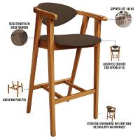 Kit 02 Banquetas Alta Para Cozinha Bancada Bar Sala De Jantar Fixa Cecília L02 Suede Marrom - 5