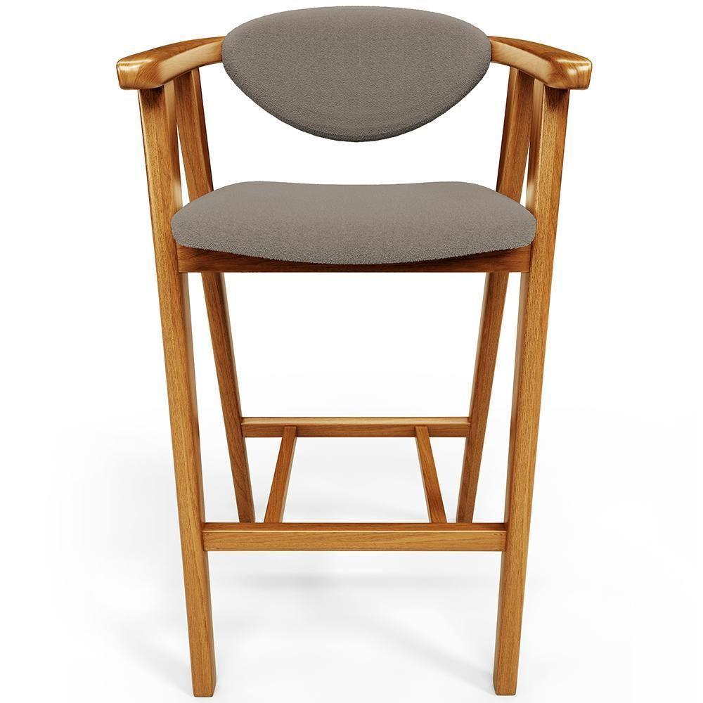 Kit 05 Banquetas Alta Para Cozinha Bancada Bar Sala De Jantar Fixa Cecília L02 Bouclê Bege - 3