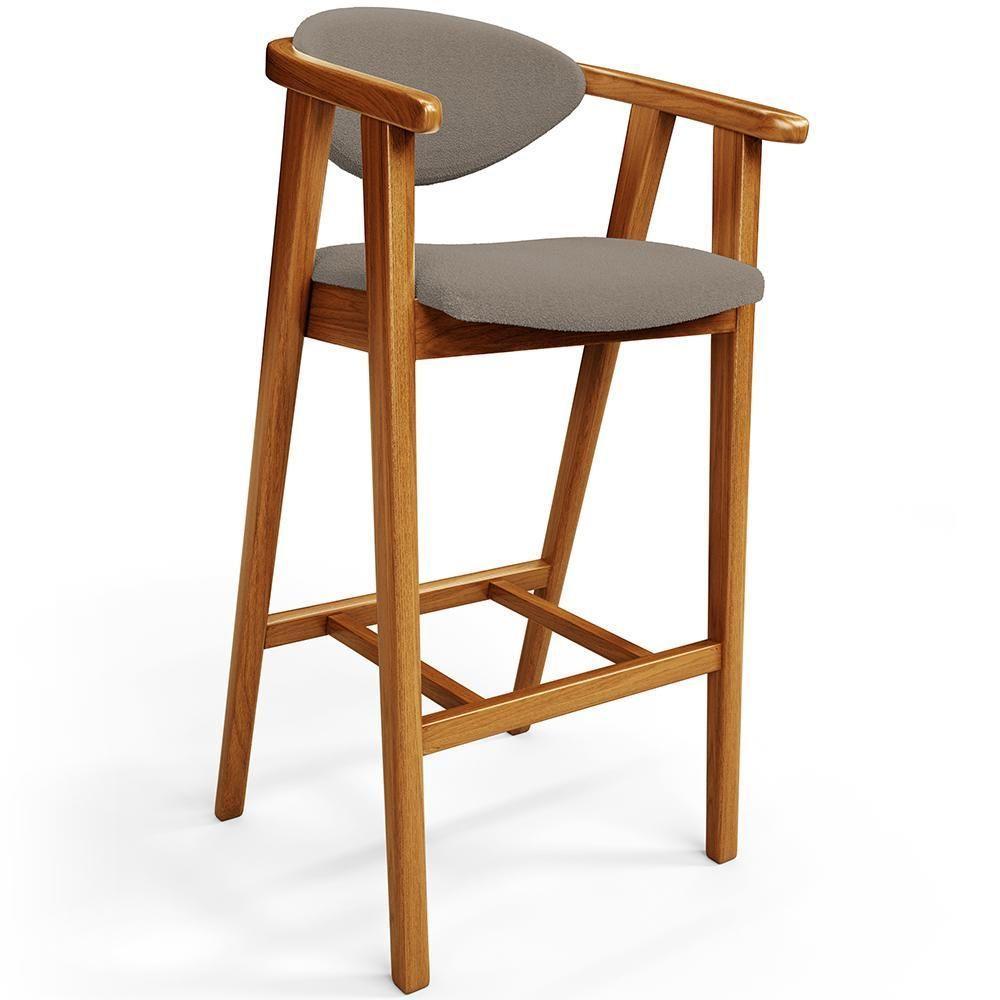 Kit 05 Banquetas Alta Para Cozinha Bancada Bar Sala De Jantar Fixa Cecília L02 Bouclê Bege - 5